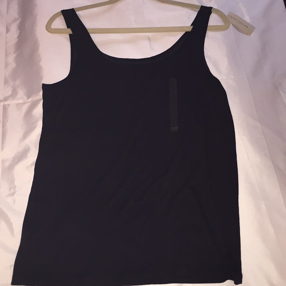 NWT Ann Taylor navy silk trim tank
